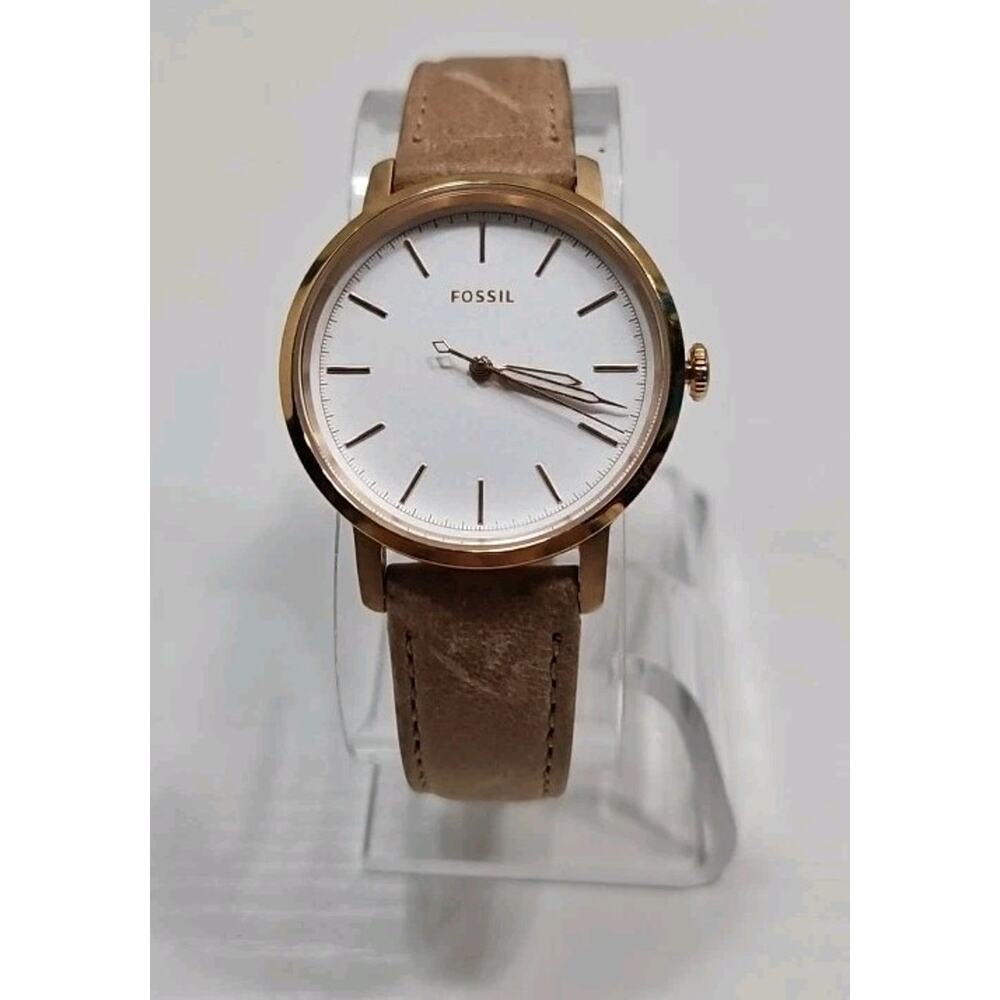 Fossil ES4185 Neely Sand Leather Rose Gold White Dial Watch New Battery W125